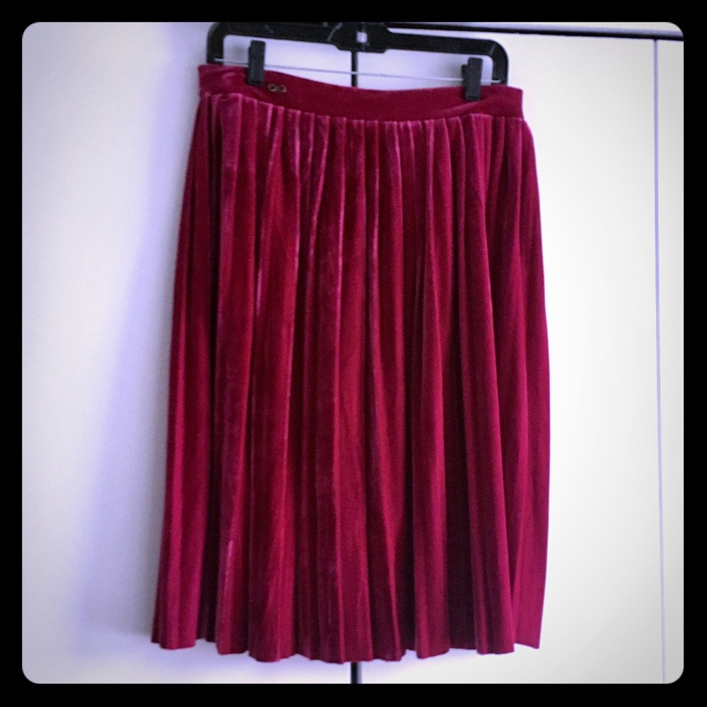 NWT Berry Velvet Pleated Skirt